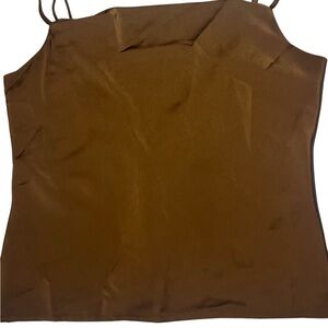 L'Academie Brown Satin Spaghetti-Strap Cami